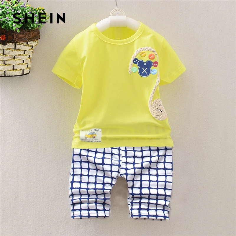 SHEIN Kiddie Yellow Letter Print Tee With Plaid Elastic Waist Pants Sets Children 2019 Summer Short Sleeve Casual Clothes Outfit
SHEIN Kiddie Yellow Letter Print Tee With Plaid Elastic Waist Pants Sets Children 2019 Summer Short Sleeve Casual Clothes Outfit