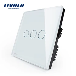 LIVOLO, сенсорный выключатель, стеклянная панель, VL-C302-61/62/63220 ~ 250 В, 2 банды, только стандарт Великобритании, сенсорный выключатель света с свето...