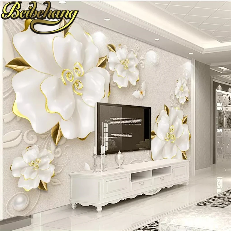 

beibehang Custom Photo wall paper 3d art mural HD white rose marble relief effect covering Home Decor wallpaper For Living Room