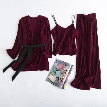 Autumn Women Solid Sleepwear 3PCS Cotton Cami+Pants+Robe Pajamas Pijamas Suit Female Thick Home Wear Warm Nightwear Pyjama
Autumn Women Solid Sleepwear 3PCS Cotton Cami+Pants+Robe Pajamas Pijamas Suit Female Thick Home Wear Warm Nightwear Pyjama