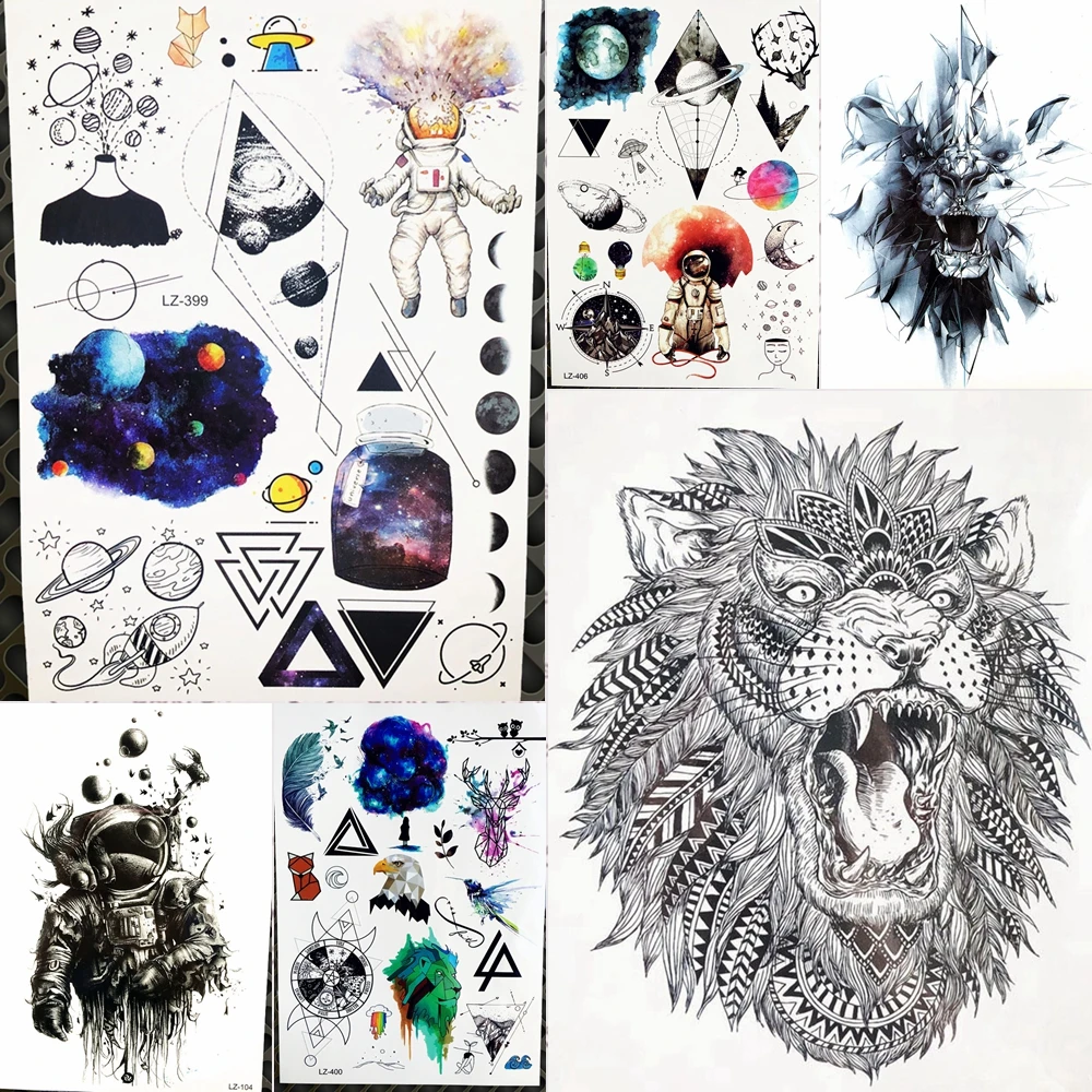 Women Tattoo Stickers Body Art Drawing Temporary Tattoo Galaxy Moon Planet Men Waterproof 3D Black Lion Fake Tattoo 3D Paste
Women Tattoo Stickers Body Art Drawing Temporary Tattoo Galaxy Moon Planet Men Waterproof 3D Black Lion Fake Tattoo 3D Paste
