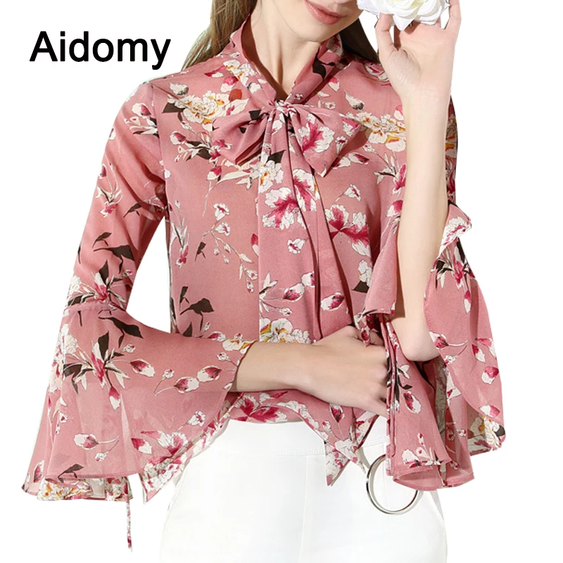 Floral Print Women Blouse Autumn Flare Sleeve Casual Chiffon Blouses Bow Tie Collar Ruffle Shirts 2018 Fashion Womens Clothing
Floral Print Women Blouse Autumn Flare Sleeve Casual Chiffon Blouses Bow Tie Collar Ruffle Shirts 2018 Fashion Womens Clothing