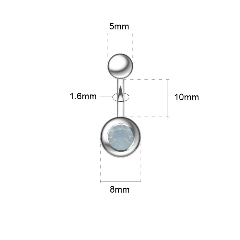 Fashion Lovely Belly Button Rings Navel Piercing Women Jewelry Stainless Steel Jelly Color Crystal 1.6mmx10mm Barbell Ombligo2