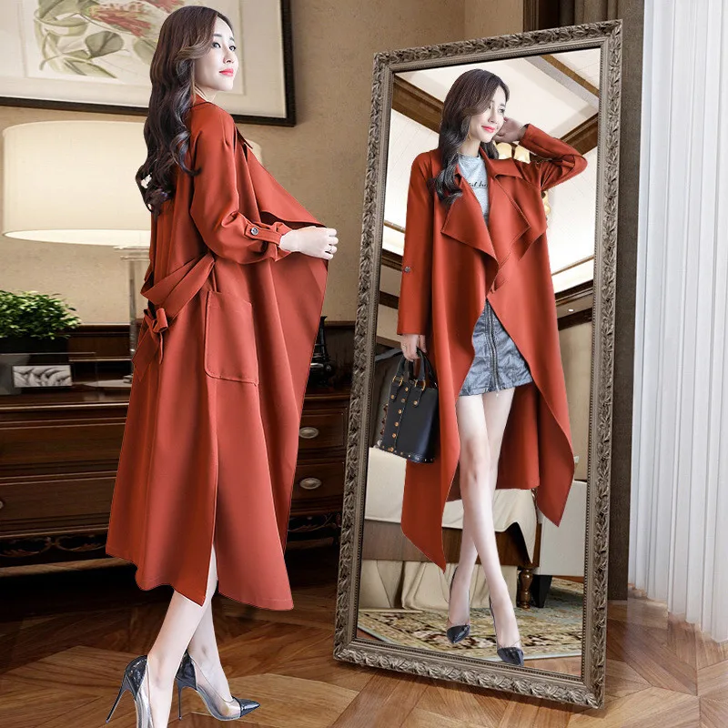 Women's Windbreaker 2019 Spring New Korean Casual Long Trench Large Size Loose Large Lapel coat Elegant Sashed OL Maxi Coat
Women's Windbreaker 2019 Spring New Korean Casual Long Trench Large Size Loose Large Lapel coat Elegant Sashed OL Maxi Coat