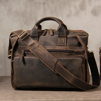 Crazy horse Oil Leather Men Briefcases Computer Bags Handmade Cowhide Leather Briefcase 14"Laptop Vintage Crossbody Shoulder Bag
Crazy horse Oil Leather Men Briefcases Computer Bags Handmade Cowhide Leather Briefcase 14"Laptop Vintage Crossbody Shoulder Bag