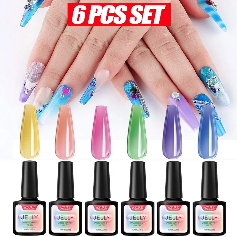 Azure Beauty 6Pcs/Lot Jelly Nail Gel Polish Nail Art Translucent Led Nail Gel Enamel Semi Permanent Glass Candy UV Nail Polish
Azure Beauty 6Pcs/Lot Jelly Nail Gel Polish Nail Art Translucent Led Nail Gel Enamel Semi Permanent Glass Candy UV Nail Polish