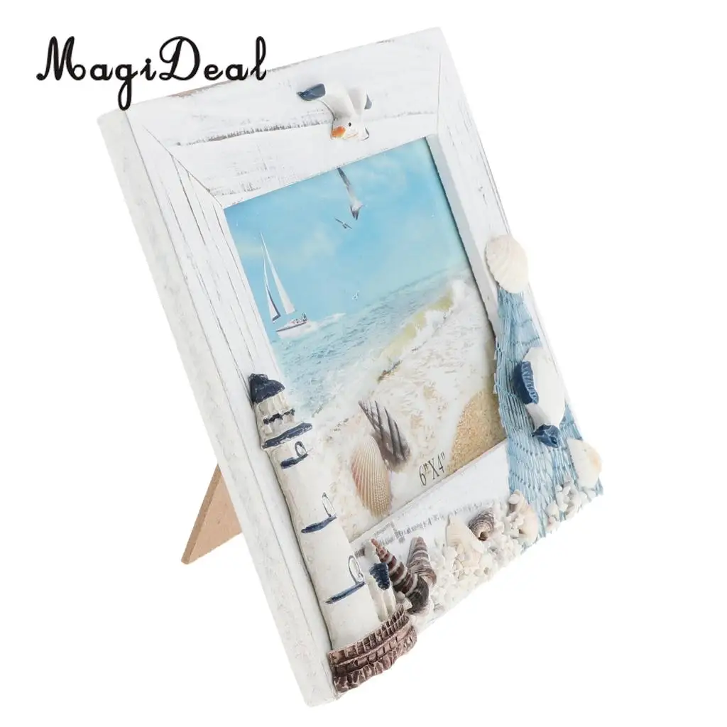 Chic Wooden Photo Picture Frame Family Wedding Photo Holder for Home Wedding Beach Hut Cottage Decoration