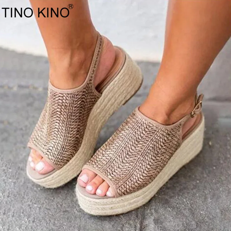 TINO KINO Women Ankle Strap Wedge Platform Summer Sandals Ladies Straw Weaving Buckle Plus Size Shoes Female Open Toe Fashion
TINO KINO Women Ankle Strap Wedge Platform Summer Sandals Ladies Straw Weaving Buckle Plus Size Shoes Female Open Toe Fashion