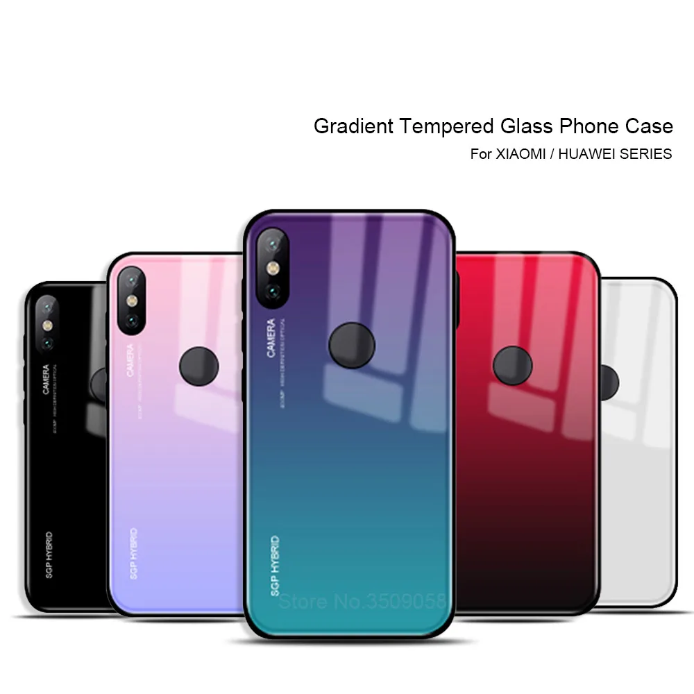 Gradient Tempered Glass phone case For xiaomi mi a1 a2 mix 2 s 6 8 se mi6 mia1 mia2 Lite Cover shell Pocophone f1 f 1 Coque Capa |