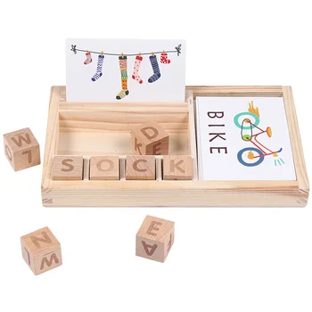 

Baby Wooden Toy Spelling English Word Game Letters Cardboard Montessori teaching aids spell word building blocks for kids gift