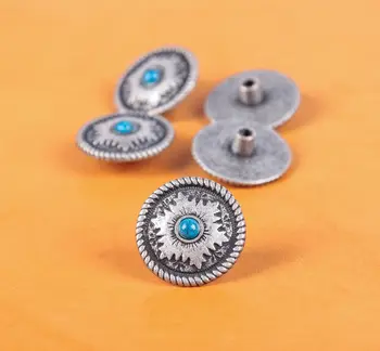 10PC 26X26MM Antique Silver Flower Turquoise Rope Edge Saddle Conchos For Leather Craft Screwback
10PC 26X26MM Antique Silver Flower Turquoise Rope Edge Saddle Conchos For Leather Craft Screwback