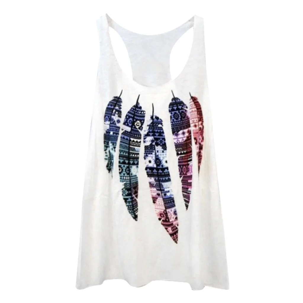 Feitong Feather Printed Tank Tops Women Sleeveless Shirt Casual Loose Crop Top 2019 Summer Soft Comfortable Fitness Tops Camis
Feitong Feather Printed Tank Tops Women Sleeveless Shirt Casual Loose Crop Top 2019 Summer Soft Comfortable Fitness Tops Camis