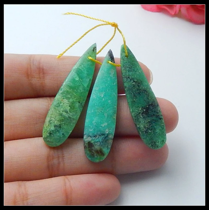 Natural Stone Sale 3Pcs Chrysocolla Water Drop Shape Pendant Beads 39x10x4mm 8.12g Fashion Jewelry for moving gift accessory
Natural Stone Sale 3Pcs Chrysocolla Water Drop Shape Pendant Beads 39x10x4mm 8.12g Fashion Jewelry for moving gift accessory