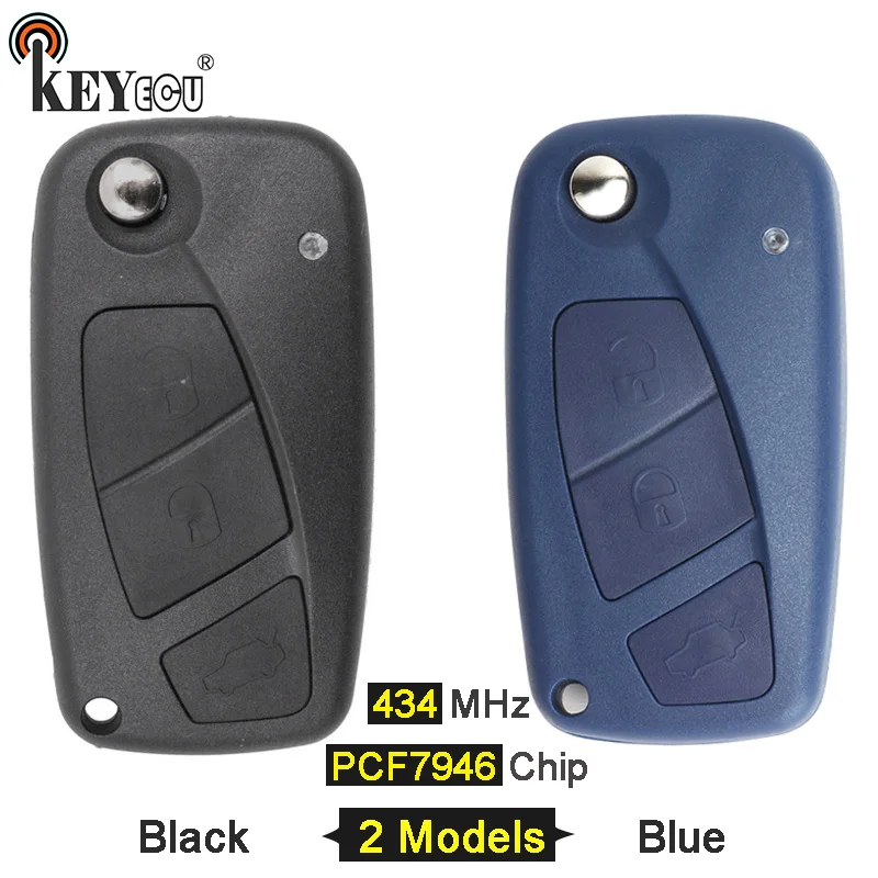 KEYECU 434MHz PCF7946 Chip Replacement 3 Button Flip Remote Car Key Fob for Fiat Punto Ducato Stilo Panda Central Black / Blue
KEYECU 434MHz PCF7946 Chip Replacement 3 Button Flip Remote Car Key Fob for Fiat Punto Ducato Stilo Panda Central Black / Blue
