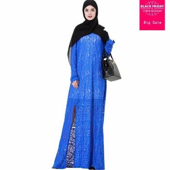 

XL-9XL Plus size muslim newest Lace Robe Musulmane Turkish Abaya Split end With Lining Islamic Robes Arab Worship Service WJ1743