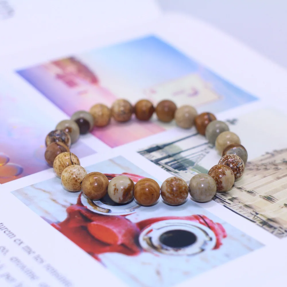 8MM Picture Jasper Stone Couple Beaded Bracelet Single Circle Picture Stone Unisex Bracelet Natural Stone Bracelet for Women
8MM Picture Jasper Stone Couple Beaded Bracelet Single Circle Picture Stone Unisex Bracelet Natural Stone Bracelet for Women