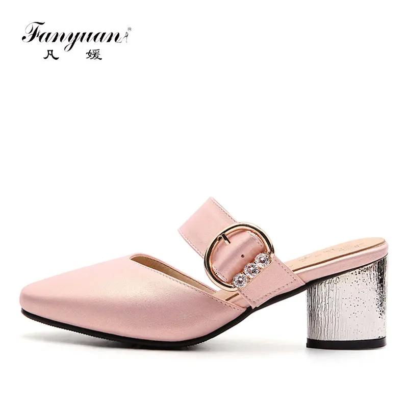 Fanyuan female's Mule Slippers Summer Metal high Heels Slide Sandals Plus size Slip on Buckle Slippers lady Dress/Outdoor shoes
Fanyuan female's Mule Slippers Summer Metal high Heels Slide Sandals Plus size Slip on Buckle Slippers lady Dress/Outdoor shoes