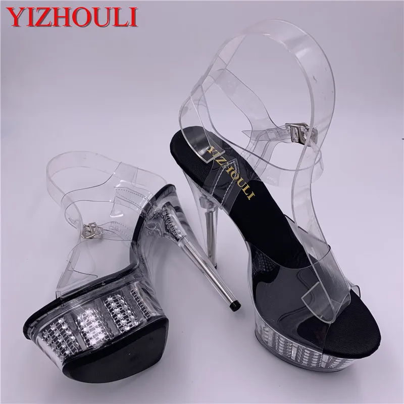 New, transparent banquet shoes, 15 cm shiny platform sandals, sexy nightclub pole dancing shoes
New, transparent banquet shoes, 15 cm shiny platform sandals, sexy nightclub pole dancing shoes
