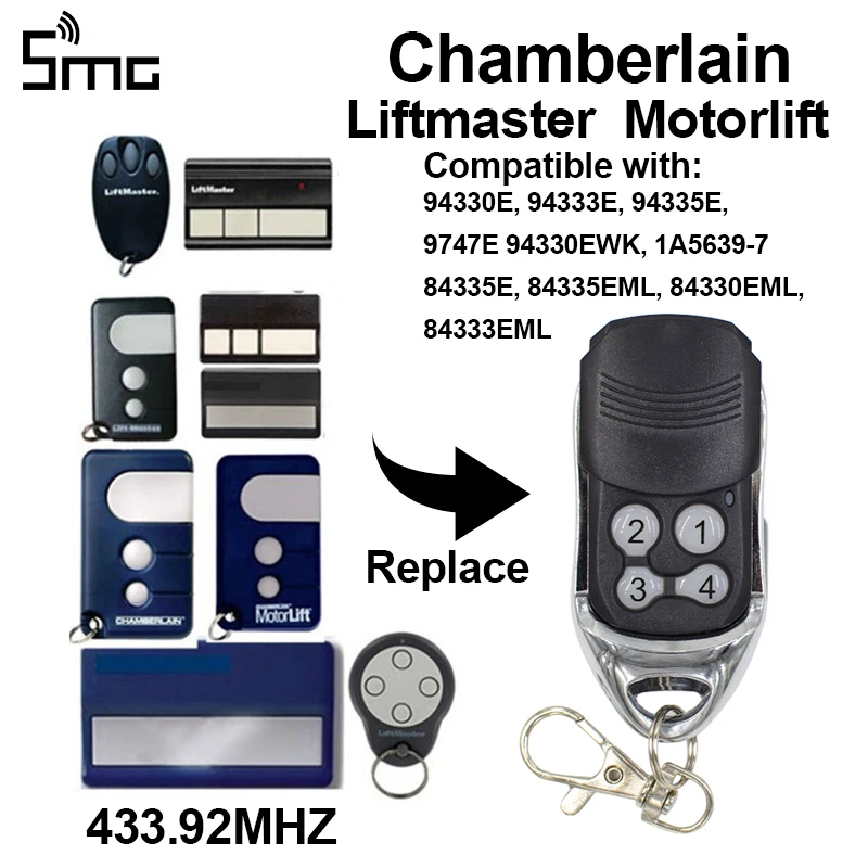 433.92MHZ Liftmaster 94330E 94333E 94335E 94330EWK 1A5639-7 Remote Control for Garage gate Sliding Door Chamberlain Motorlift
433.92MHZ Liftmaster 94330E 94333E 94335E 94330EWK 1A5639-7 Remote Control for Garage gate Sliding Door Chamberlain Motorlift