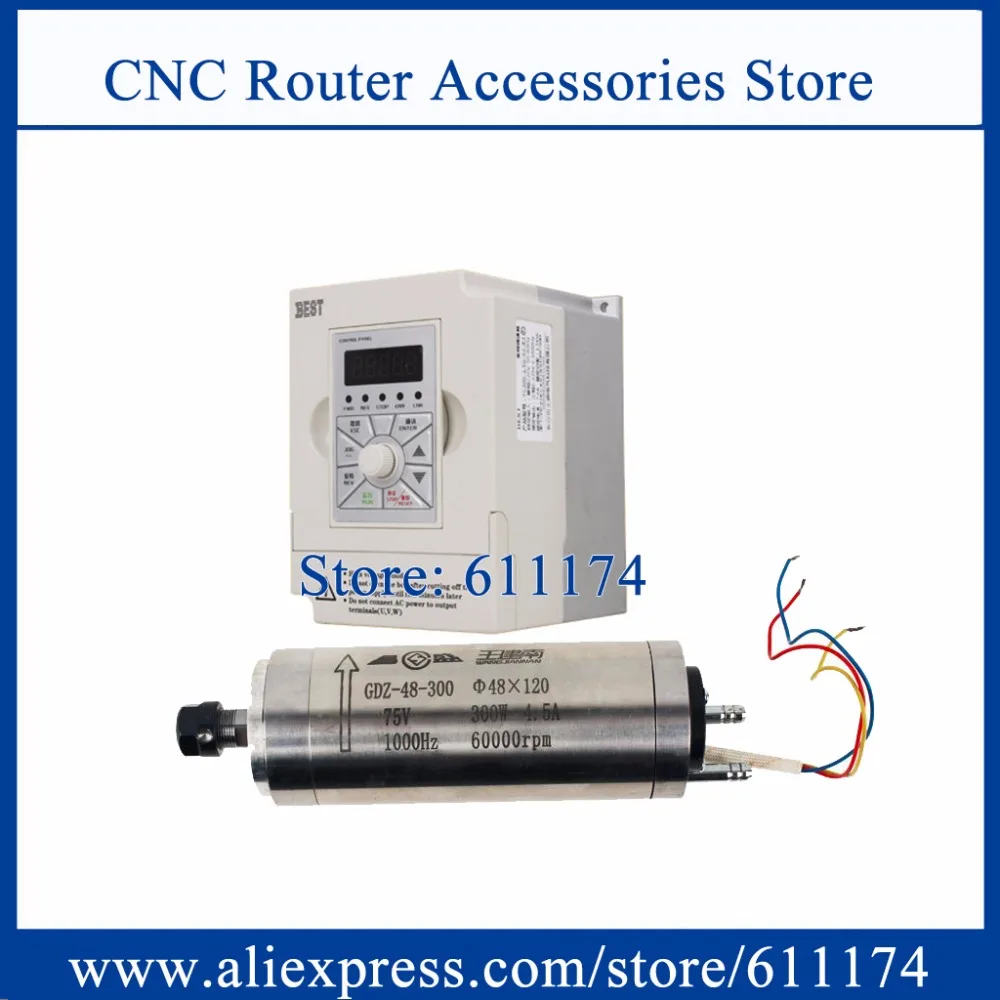 GDZ48-30 High speed 60000rpm CNC Milling spindle motor 300w 75V Water cooled + 1.5Kw AC220V Frequency VFD Inverter
GDZ48-30 High speed 60000rpm CNC Milling spindle motor 300w 75V Water cooled + 1.5Kw AC220V Frequency VFD Inverter