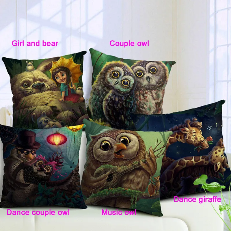 Cartoon Owl Cotton Linen Pillowcase Love Romantic Couple Giraffe Pillow Cover Car Sofa Waist Cushion Cover Seat Case Home Decor
Cartoon Owl Cotton Linen Pillowcase Love Romantic Couple Giraffe Pillow Cover Car Sofa Waist Cushion Cover Seat Case Home Decor
