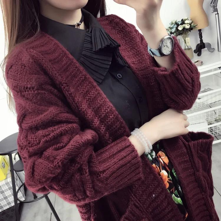 2019 spring winter and autumn season New fashion Solid V-Neck Korean Casual Hemp flowers thick long Cardigan
2019 spring winter and autumn season New fashion Solid V-Neck Korean Casual Hemp flowers thick long Cardigan