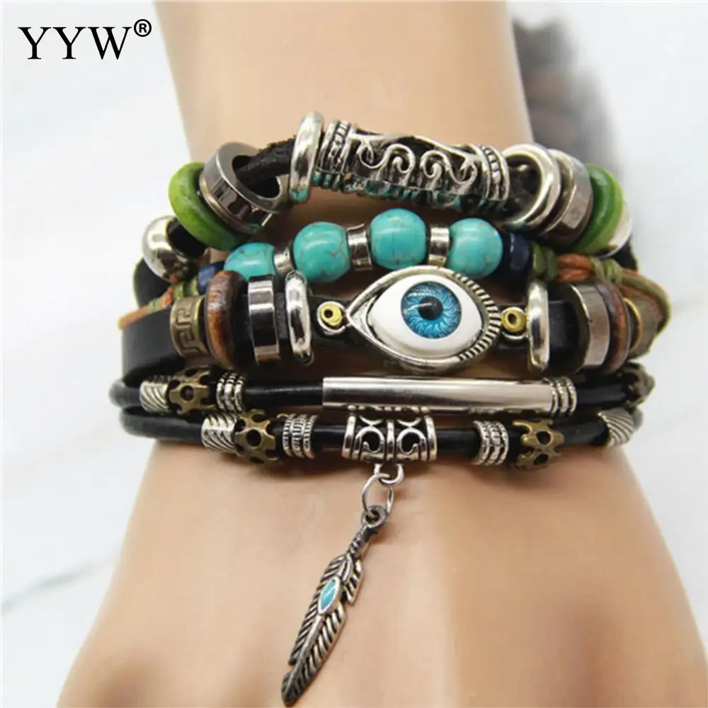 2019 Boho Multilayer Leather Bracelet Tibet Stone Feather Evil Eye Charms Women Bracelets for Men Vintage Punk Wrap Wristband
2019 Boho Multilayer Leather Bracelet Tibet Stone Feather Evil Eye Charms Women Bracelets for Men Vintage Punk Wrap Wristband