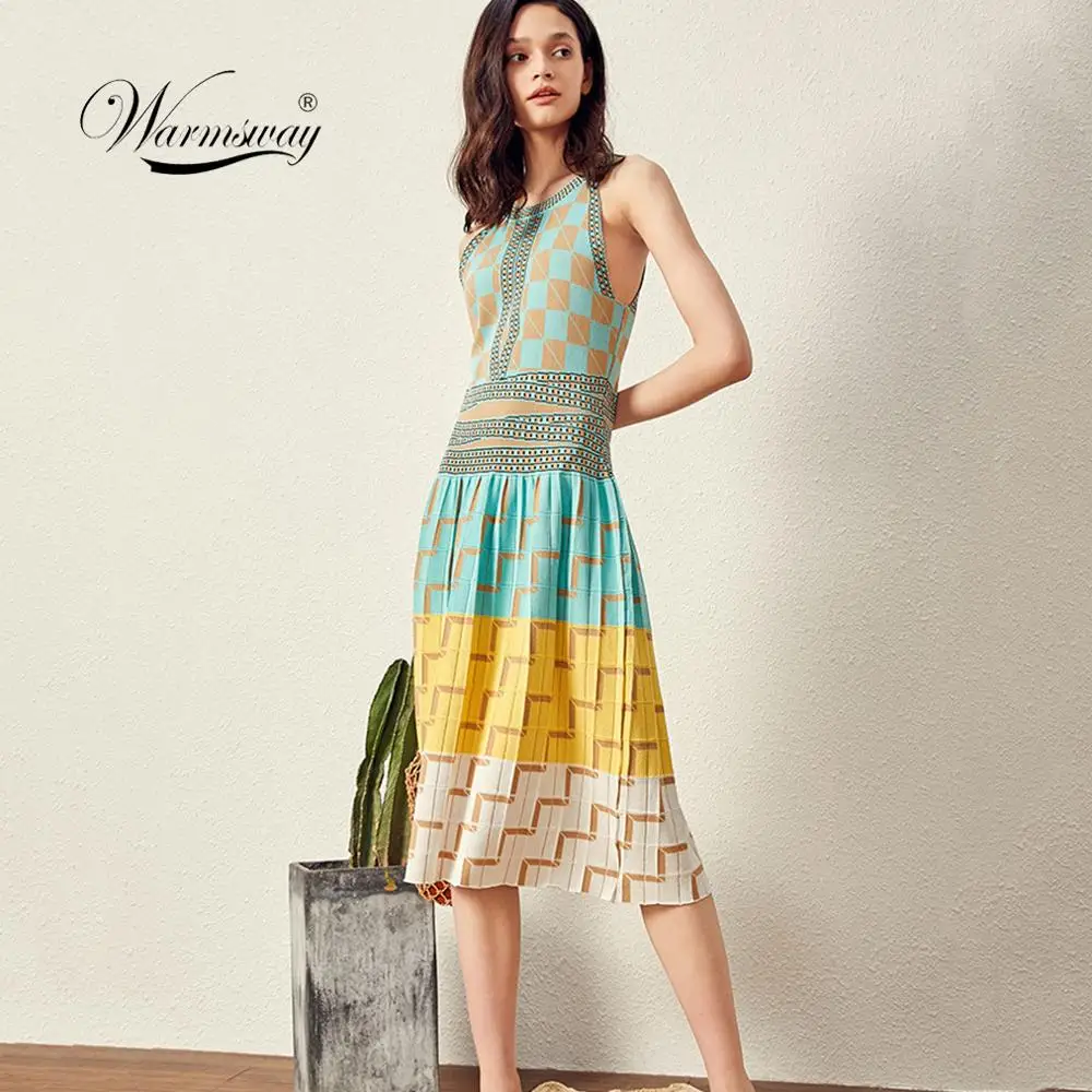 High Quality Women Knitting Dress Sexy Halter Neck Sleeveless Plaid Long Sweater Party Dress ladies Boho vestidos mujer C-124
High Quality Women Knitting Dress Sexy Halter Neck Sleeveless Plaid Long Sweater Party Dress ladies Boho vestidos mujer C-124