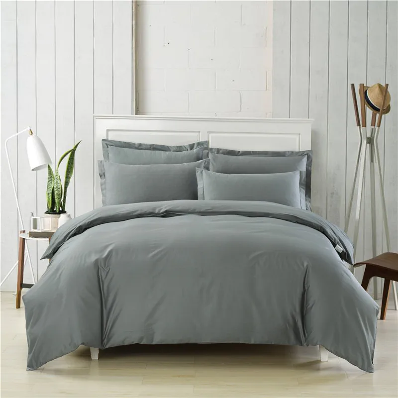 European simple style gray solid color 3/4pcs Cotton Bedding set King Queen size Bed set Duvet cover set Bedsheet Pillowcase
European simple style gray solid color 3/4pcs Cotton Bedding set King Queen size Bed set Duvet cover set Bedsheet Pillowcase