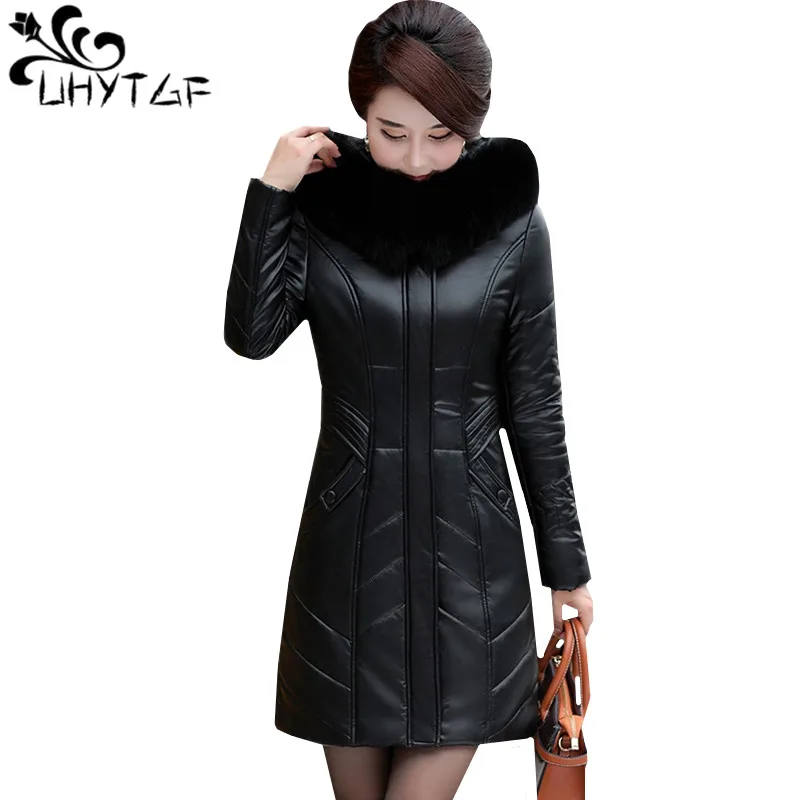 UHYTGF L-7XL Oversized Winter Leather jacket Women High quality leather jacket down cotton Warm Coat Lady Slim elegant Coat 1144
UHYTGF L-7XL Oversized Winter Leather jacket Women High quality leather jacket down cotton Warm Coat Lady Slim elegant Coat 1144
