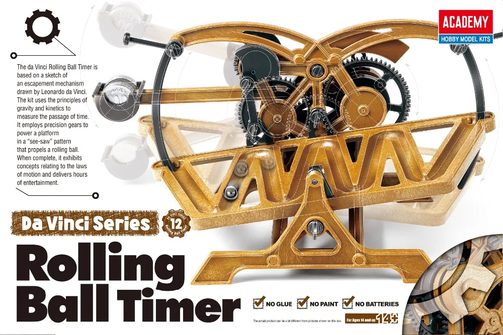Free shipping Academy 18174 Leonardo Da Vinci Machines Series model kit Rolling Ball Timer Education assembly plastic Model
Free shipping Academy 18174 Leonardo Da Vinci Machines Series model kit Rolling Ball Timer Education assembly plastic Model