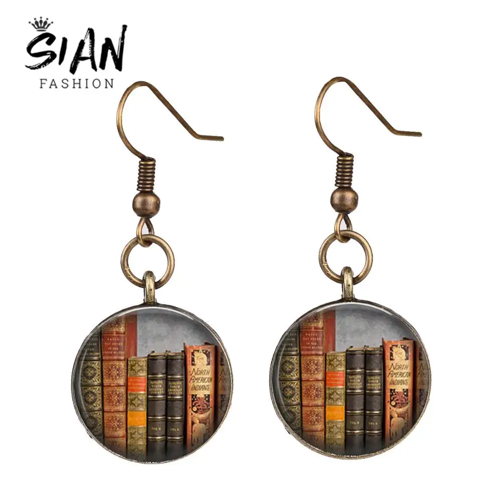 SIAN Old Vintage Books Photo Long Dangle Earrings Library Literature Book Live and Learn Glass Time Gem Earring for Women Girls
SIAN Old Vintage Books Photo Long Dangle Earrings Library Literature Book Live and Learn Glass Time Gem Earring for Women Girls