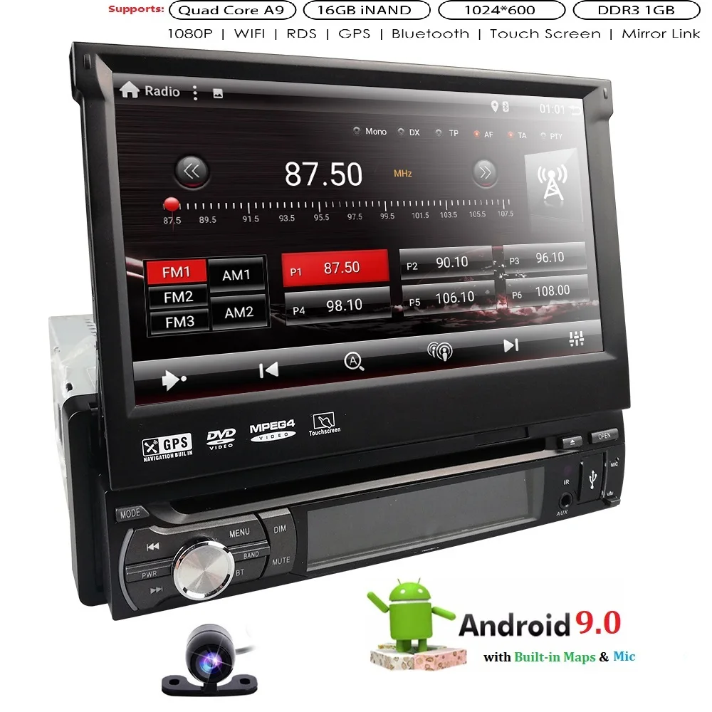 7''Android 9.0 4QuadCore 1GRAM 16GROM Car DVD Radio 2din Universal GPS Navigation Stereo Audio HD 1024*600 WIFI Bluetooth MIC BT
7''Android 9.0 4QuadCore 1GRAM 16GROM Car DVD Radio 2din Universal GPS Navigation Stereo Audio HD 1024*600 WIFI Bluetooth MIC BT