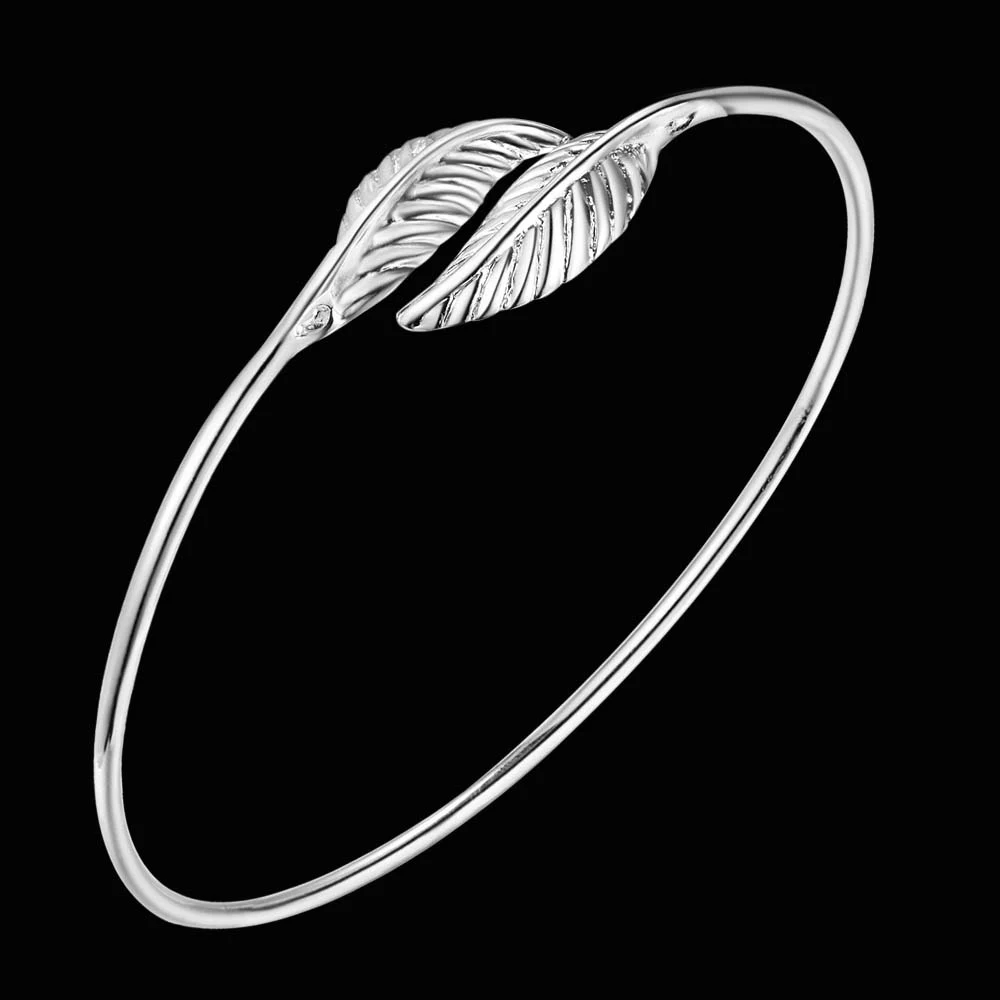 Wholesale Engagement Free Shipping bangle for women Silver Plated Jewellery fashion jewelry Double leaf bracelet GY-AB073
Wholesale Engagement Free Shipping bangle for women Silver Plated Jewellery fashion jewelry Double leaf bracelet GY-AB073