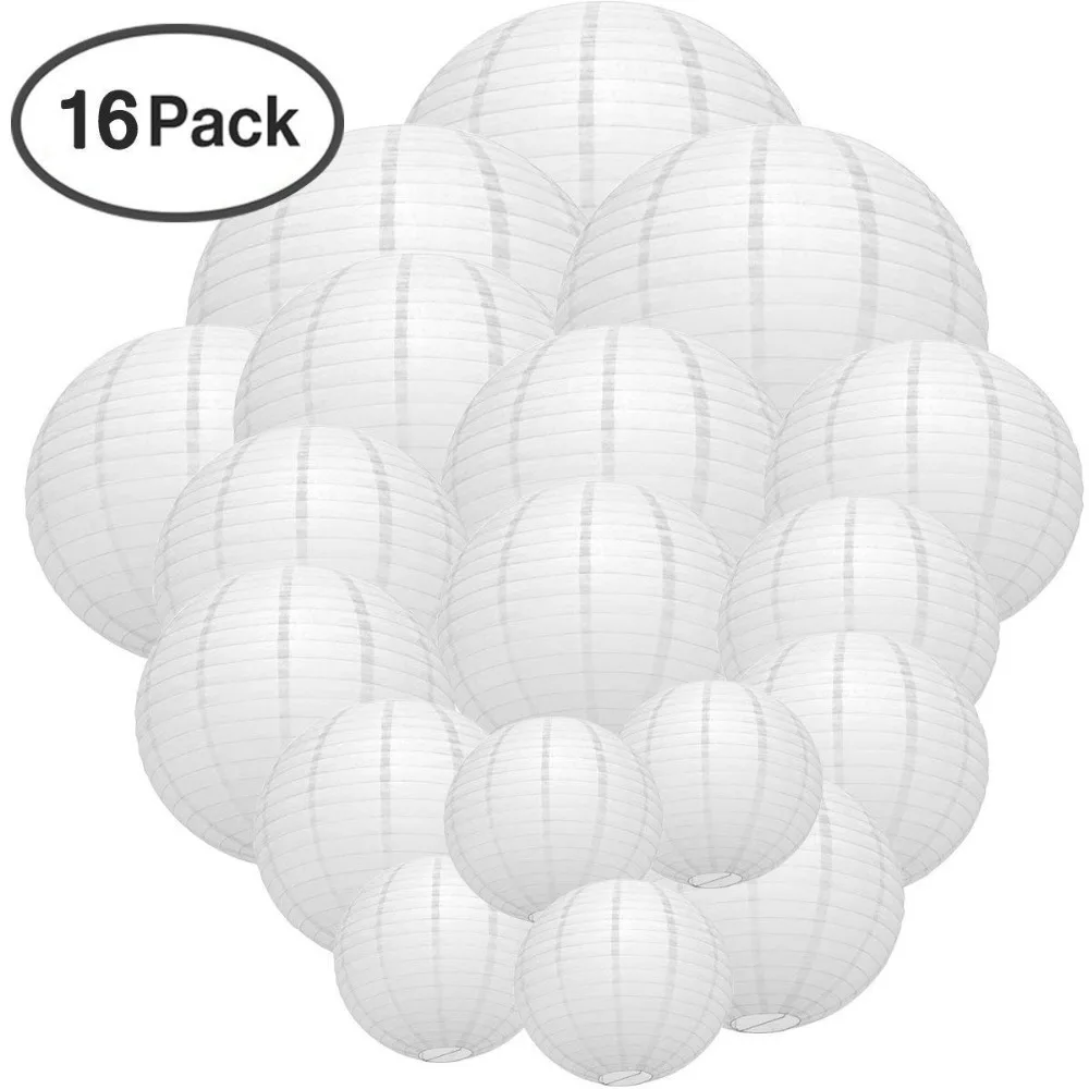 16 шт 6 "-12" фонарики из белой бумаги китайский круглый фонарь lampion для