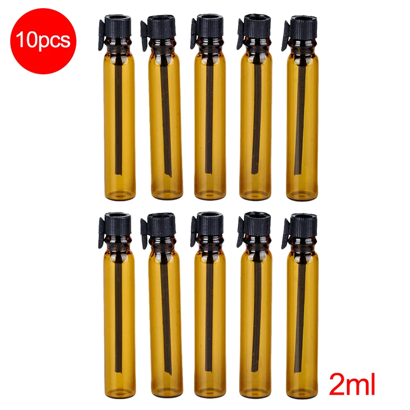 Portable Refillable 2ml 10Pcs Mini Empty Brown Glass Perfume Bottle With Black Cap Trial Pack Tube Essential Oil Container
Portable Refillable 2ml 10Pcs Mini Empty Brown Glass Perfume Bottle With Black Cap Trial Pack Tube Essential Oil Container