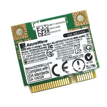Wireless Adapter Card for azurware AW-NB111H BCM943228HMB bcm43228hmb 300Mbps Wi-Fi 802.11n bluetooth BT 4.0 Mini PCI-E
Wireless Adapter Card for azurware AW-NB111H BCM943228HMB bcm43228hmb 300Mbps Wi-Fi 802.11n bluetooth BT 4.0 Mini PCI-E