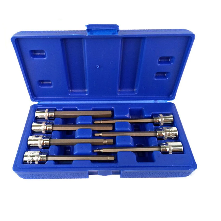 7PCS/Set CR-V Bit Sockets Metric / Inch Type Long Shaft Bits 3mm 4mm 5mm 6mm 7mm 8mm 10mm, 1/8, 5/32, 3/16, 7/32, 1/4, 5/16, 3/8
7PCS/Set CR-V Bit Sockets Metric / Inch Type Long Shaft Bits 3mm 4mm 5mm 6mm 7mm 8mm 10mm, 1/8, 5/32, 3/16, 7/32, 1/4, 5/16, 3/8