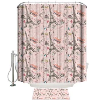 Pink Paris Shower Curtain Doormat Sets Bathroom Accessory Sets 2 Piece Bathroom Set Inside Modern Cloth Rings House Funny Women 
Pink Paris Shower Curtain Doormat Sets Bathroom Accessory Sets 2 Piece Bathroom Set Inside Modern Cloth Rings House Funny Women
