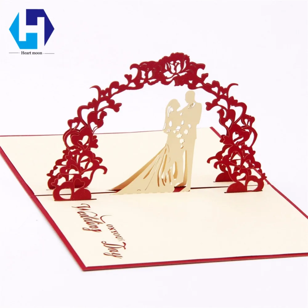 

Wedding Invitation 3D Card with Envelope Valentine' Day Party Invitation Birthday Postcard for Lover