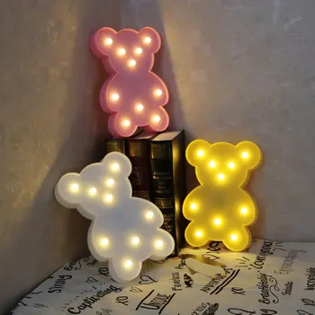 Kawaii 3D Lovely LED Cartoon Bear Luminaria Night Light Romantic Table Lamp Home Christmas Kids' Room Decor Letter Marquee Gifts
Kawaii 3D Lovely LED Cartoon Bear Luminaria Night Light Romantic Table Lamp Home Christmas Kids' Room Decor Letter Marquee Gifts