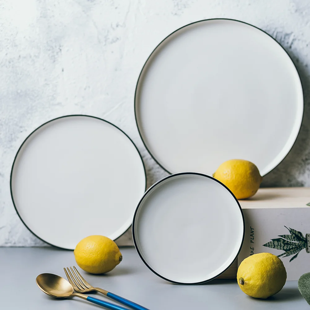 6/8/10inch Nordic Style Breakfast Sushi Plate Ceramic Black Rim Western Plate Steak Fruit Dishes Saucer Brief Tableware
6/8/10inch Nordic Style Breakfast Sushi Plate Ceramic Black Rim Western Plate Steak Fruit Dishes Saucer Brief Tableware