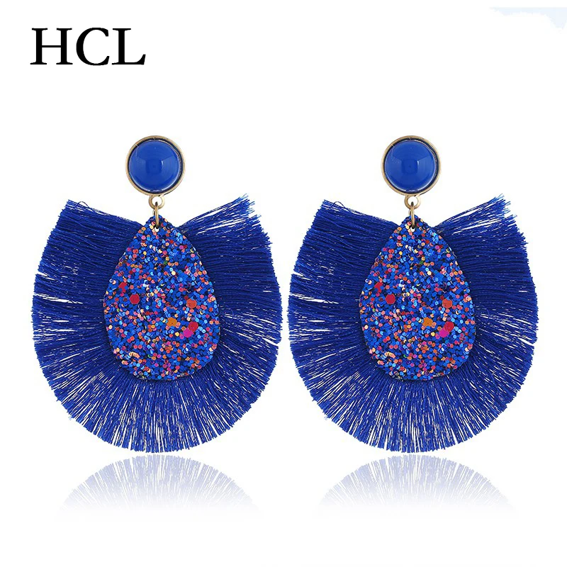 Bohemia Tassel Earrings Women 7 Colors Big Fringe Dangle Fashion Jewelry Gift Water Drop Sequin Boho boucle d'oreille | Украшения и