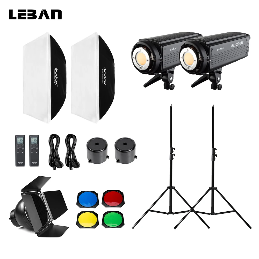 Godox 2x SL-200W 400W Continuous Light Studio LED Video Light+Light Stand+Softbox+Honeycomb Grid for Professional Photography
Godox 2x SL-200W 400W Continuous Light Studio LED Video Light+Light Stand+Softbox+Honeycomb Grid for Professional Photography