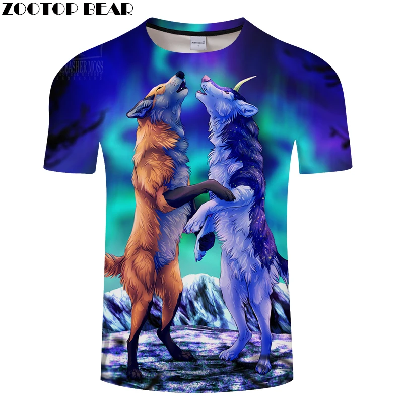 3d футболки с изображением волка для мужчин и женщин животным принтом Camisetas новые
