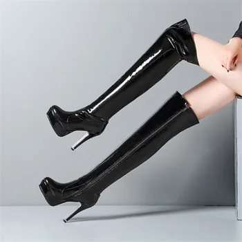 PXELENA 2017 Sexy Dance Nightclub Thigh High Boots For Women Round Toe Patent Leather Super High Heels Over The Knee Boots Shoes
PXELENA 2017 Sexy Dance Nightclub Thigh High Boots For Women Round Toe Patent Leather Super High Heels Over The Knee Boots Shoes