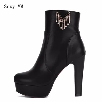 Spring Autumn Women Ankle Boots Thick High Heels Platform Woman Short Boots Shoes High Quality Plus Size 34-40.41.42.43 botas 
Spring Autumn Women Ankle Boots Thick High Heels Platform Woman Short Boots Shoes High Quality Plus Size 34-40.41.42.43 botas