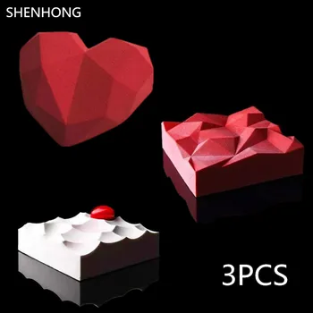 3PCS Silicone Cake Mold Diamond Heart 3D TRIANGULATION Lava Mousse Moulds Pan Ice Creams Chocolates Dessert Bakeware Geometric
3PCS Silicone Cake Mold Diamond Heart 3D TRIANGULATION Lava Mousse Moulds Pan Ice Creams Chocolates Dessert Bakeware Geometric