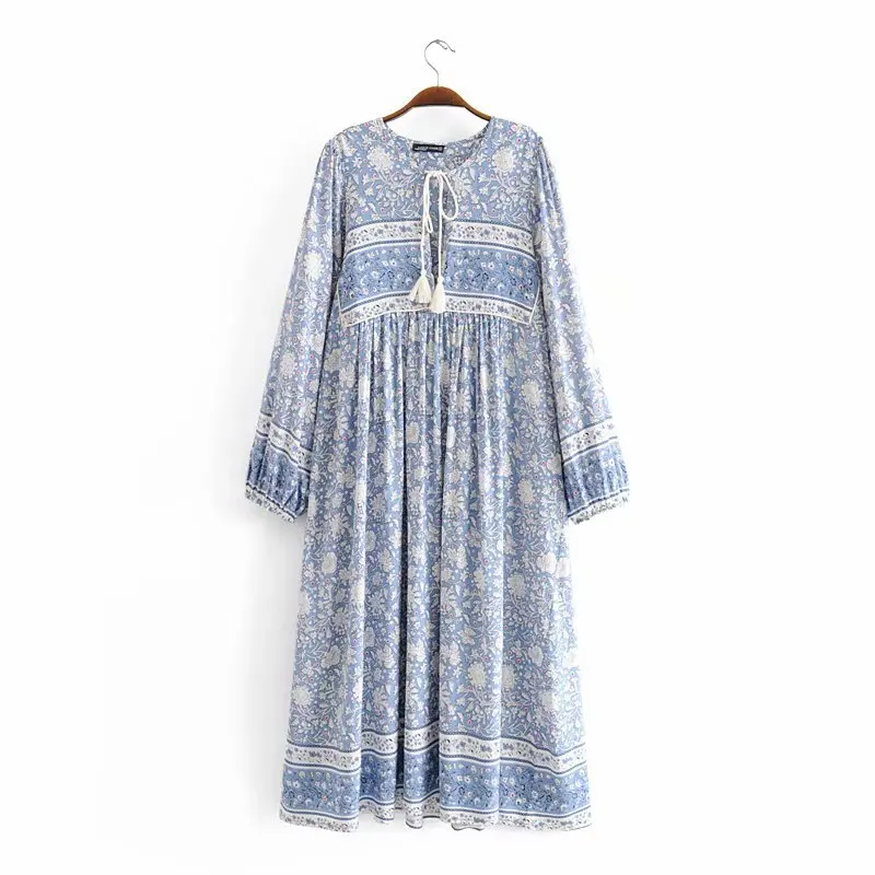 Johnature 2019 Spring Summer Plus Size Korean Floral Print Bohemia Long Dresses New Tassle Full Sleeve O-neck Beach Dress
Johnature 2019 Spring Summer Plus Size Korean Floral Print Bohemia Long Dresses New Tassle Full Sleeve O-neck Beach Dress