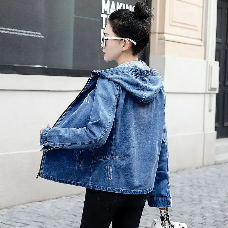 Hooded Jeans Jacket Women Casacos Feminino Slim Ripped Holes Denim Jacket Femme Elegant Vintage Bomber Jacket 2019 Basic Coats
Hooded Jeans Jacket Women Casacos Feminino Slim Ripped Holes Denim Jacket Femme Elegant Vintage Bomber Jacket 2019 Basic Coats